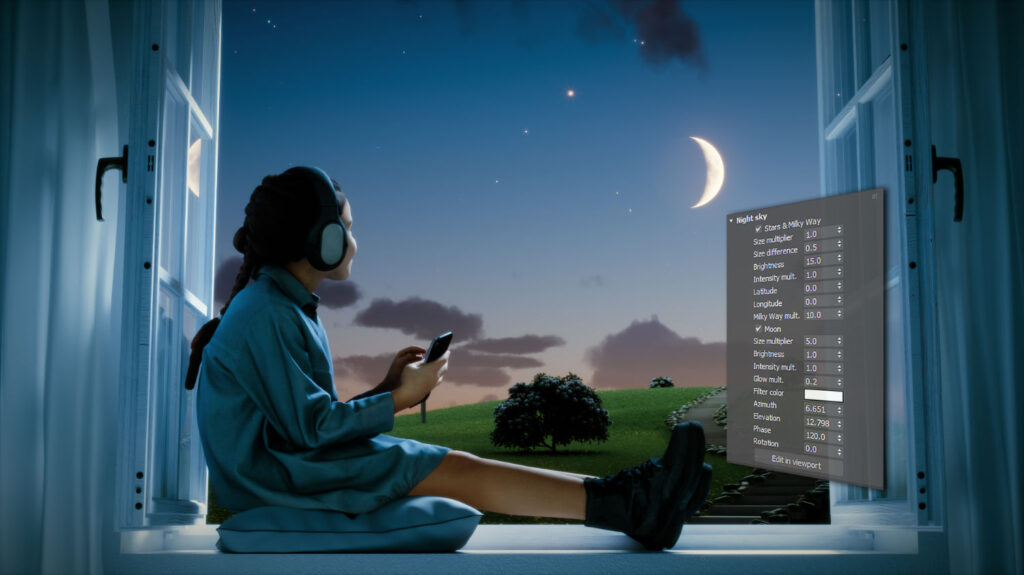 Instellen van een nachthemel in een render