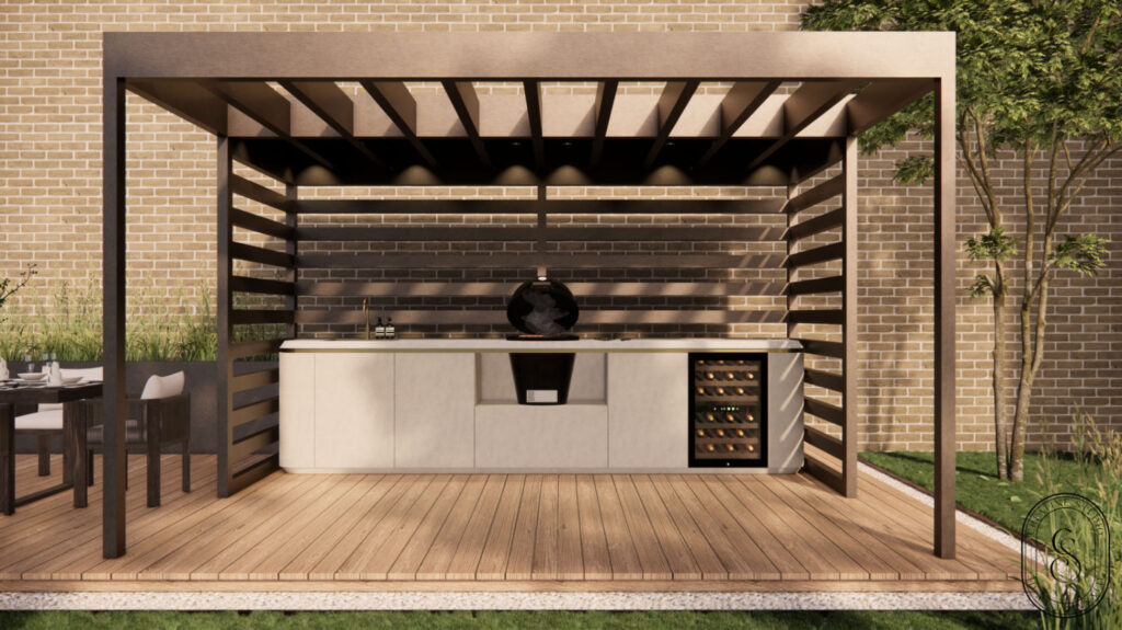 Render of an outdoor kitchen