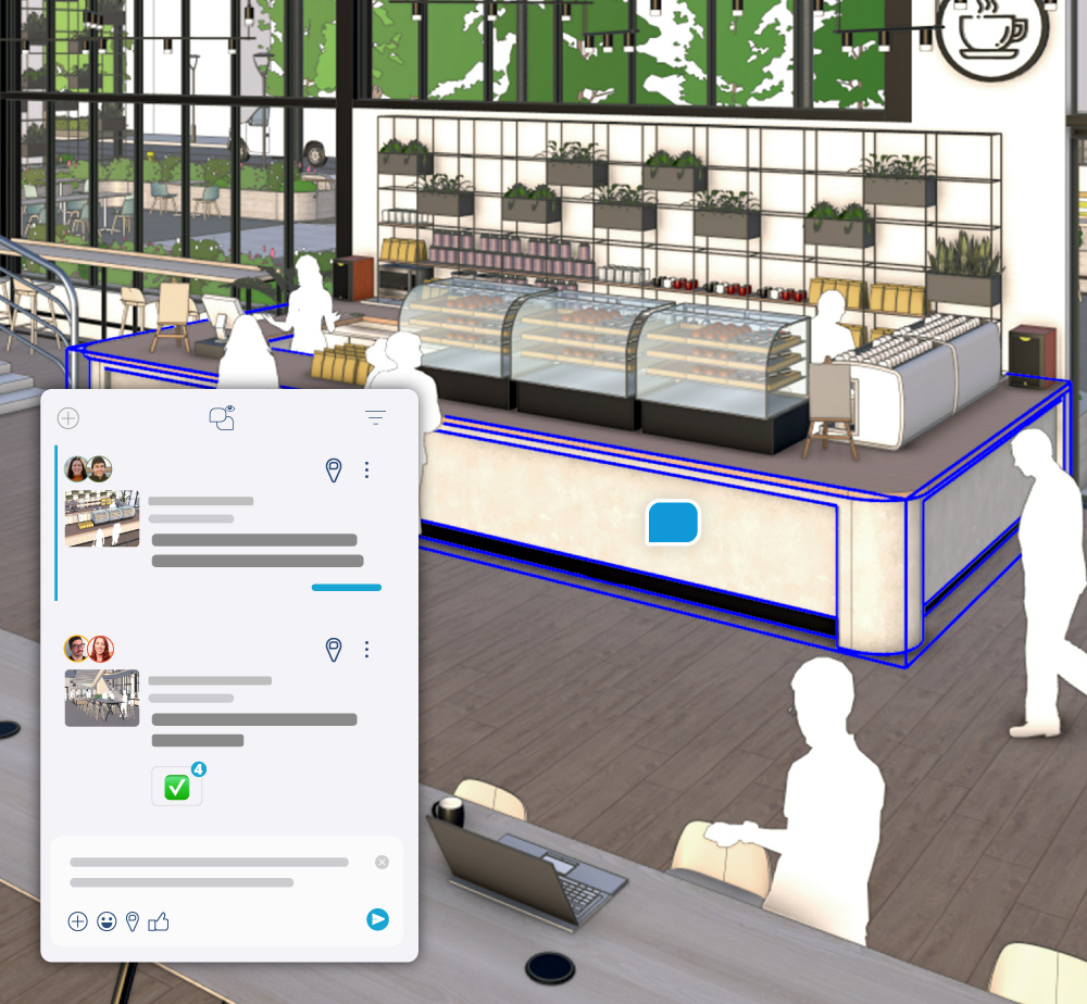 plaats opmerkingen direct op 3D-objecten, met afbeeldingen, camerastandpunten en emoji’s.
