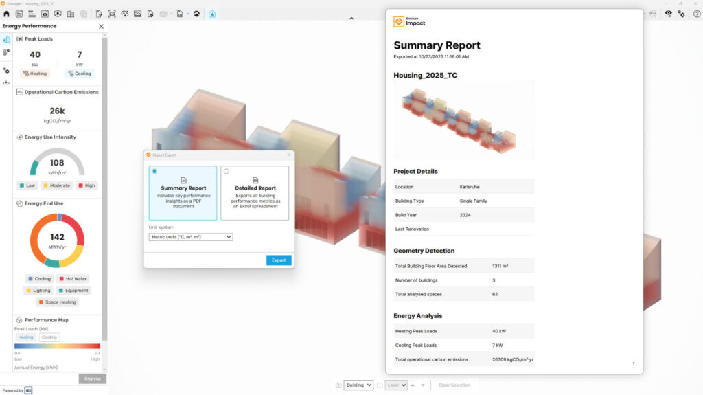 Screenshot of a report from Enscape Impact