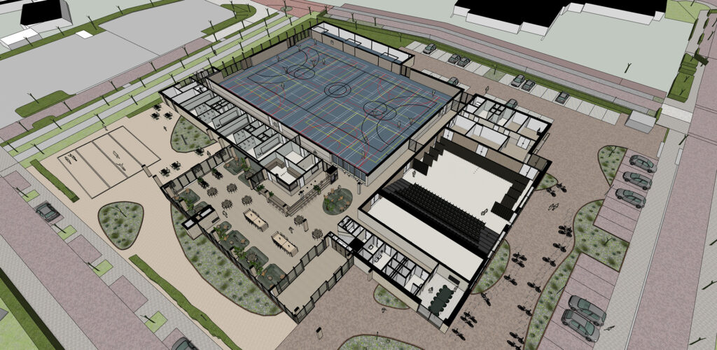 3D-indeling van een multifunctioneel complex.