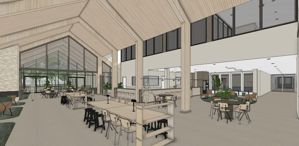 Binnenvisualisatie van een multifunctionele locatie in Bavel.