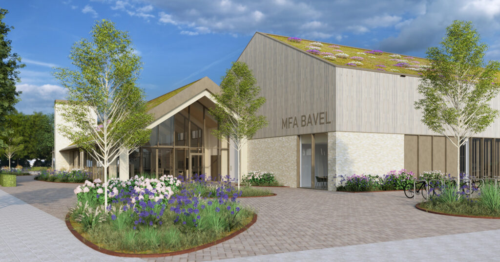 Buitenrendering van een multifunctionele voorziening.