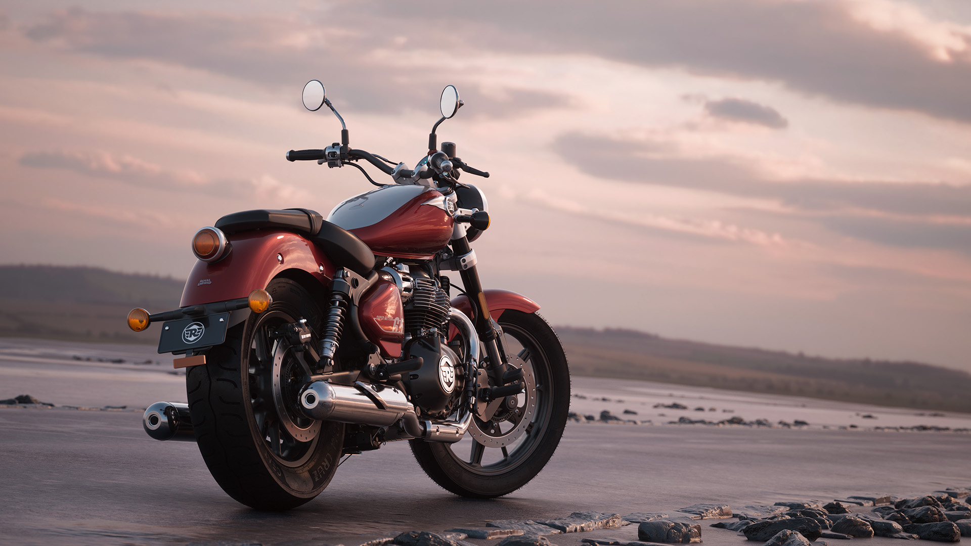 Een Royal Enfield Super Meteor 650, meesterlijk gerenderd in Unreal Engine 5.