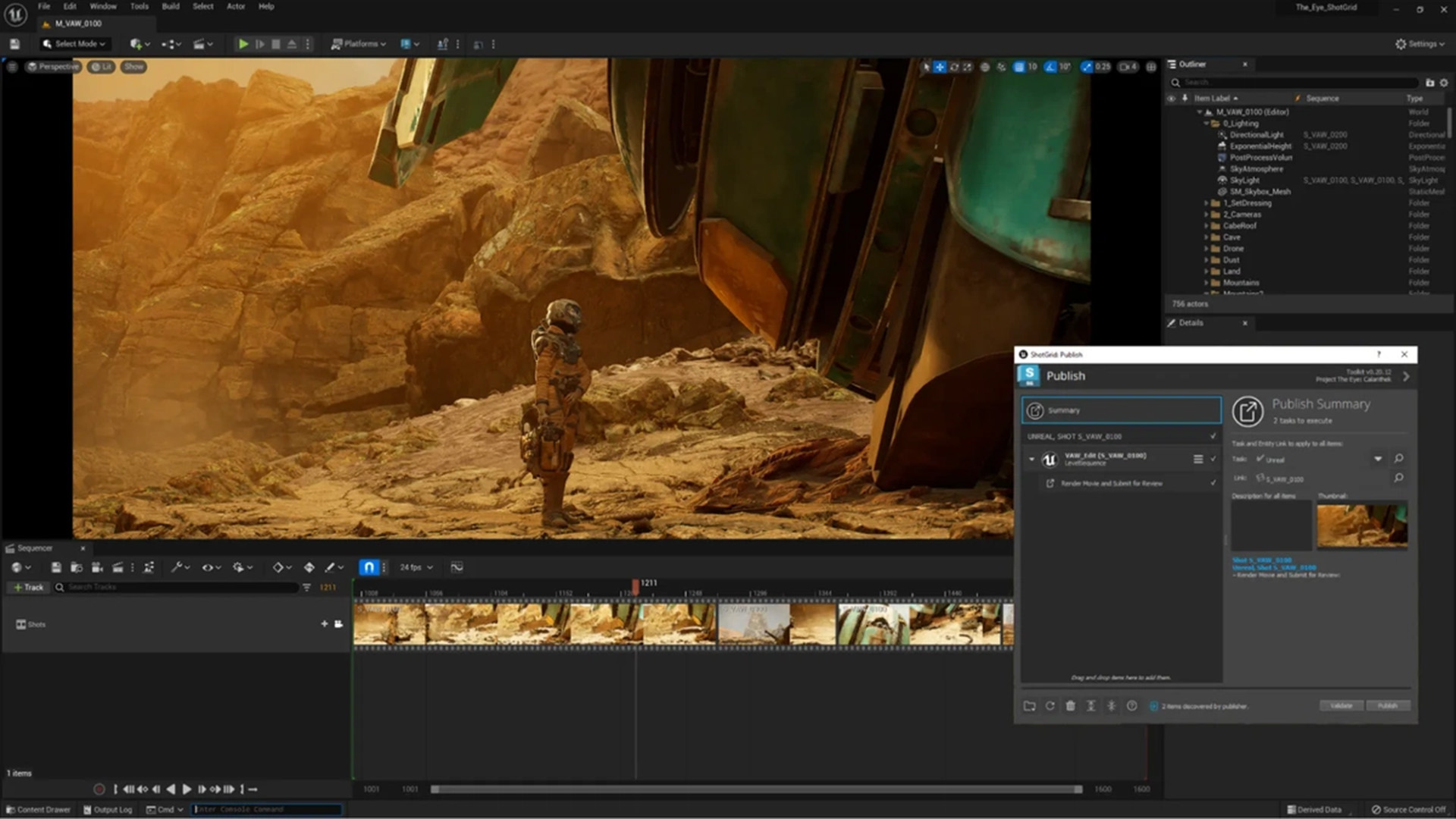 Directe koppeling tussen Unreal Engine en ShotGrid voor gestroomlijnde samenwerking en review.