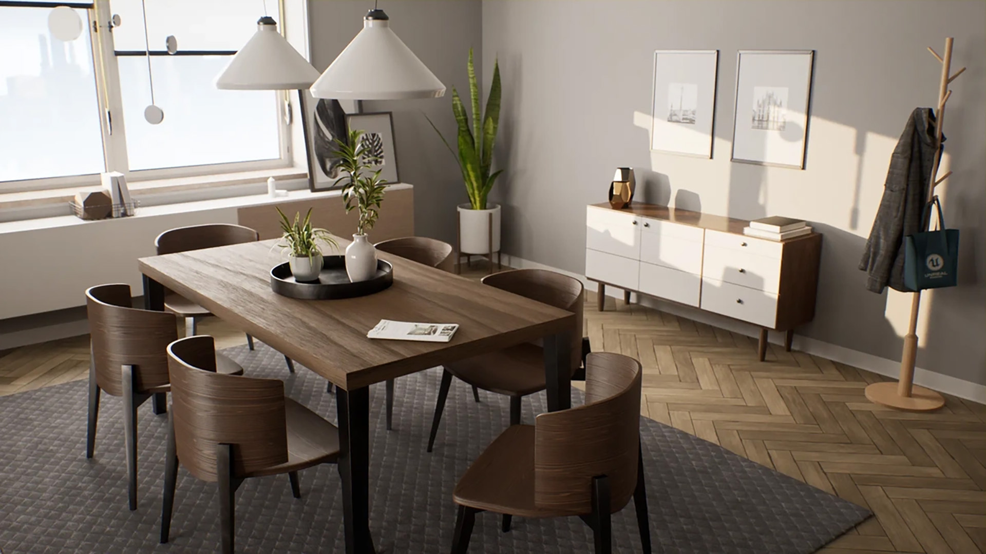 Scene met realtime ray tracing voor levensechte reflecties en schaduwen.