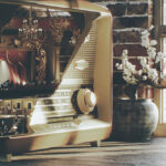 Photorealistic render of an old radio in a room