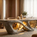 AI visualization of a table in Zaha Hadid style