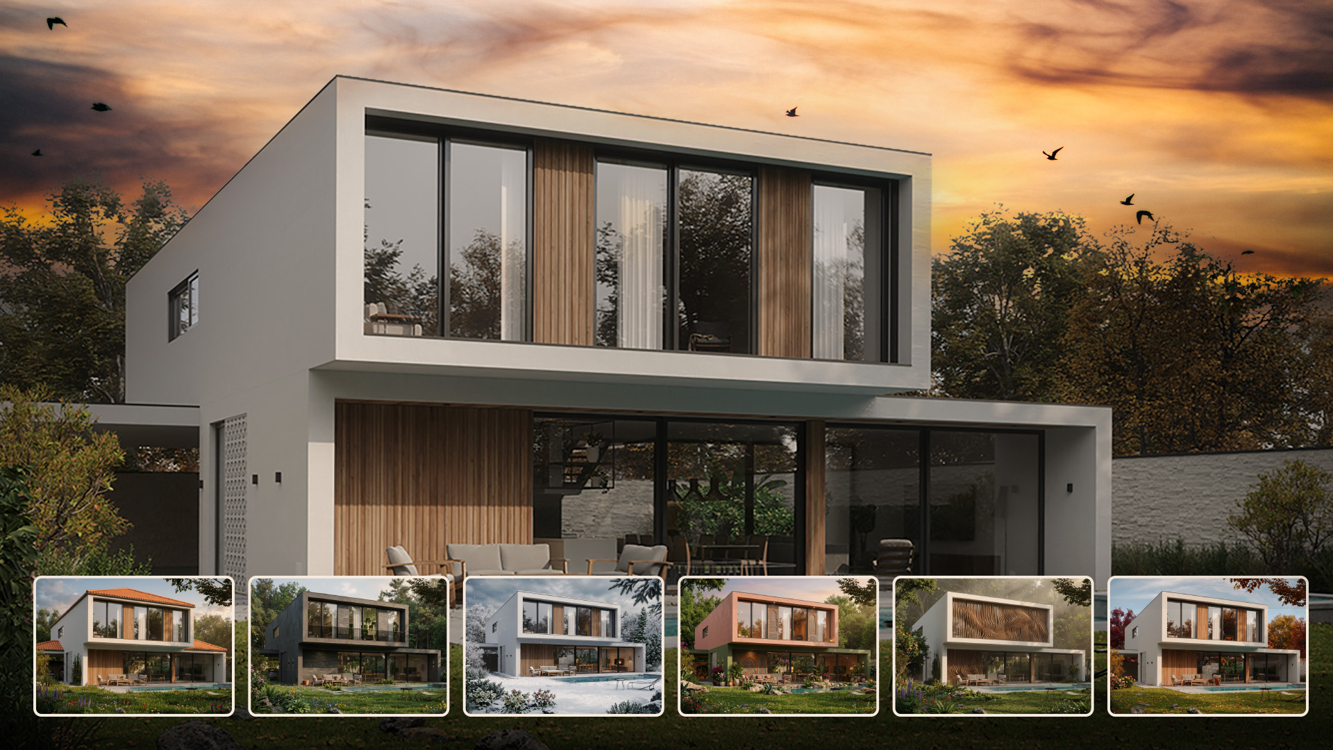 3D render met diverse ontwerpideaties via AI