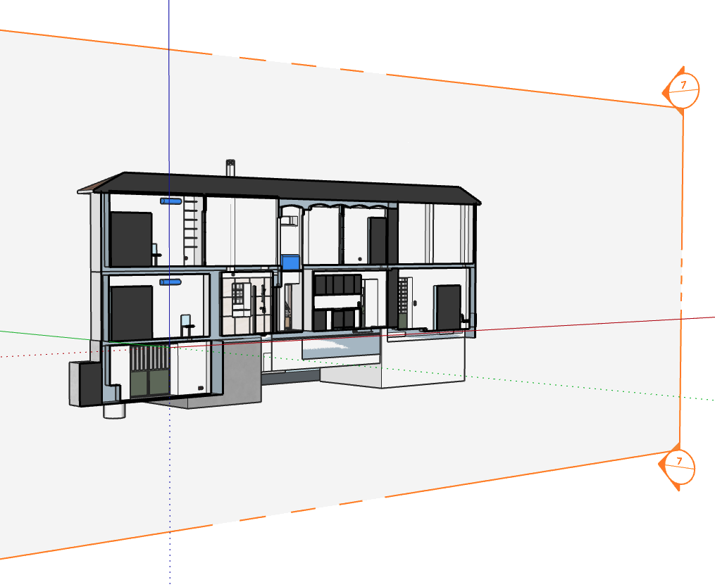Doorsnede van een 3D model in SketchUp