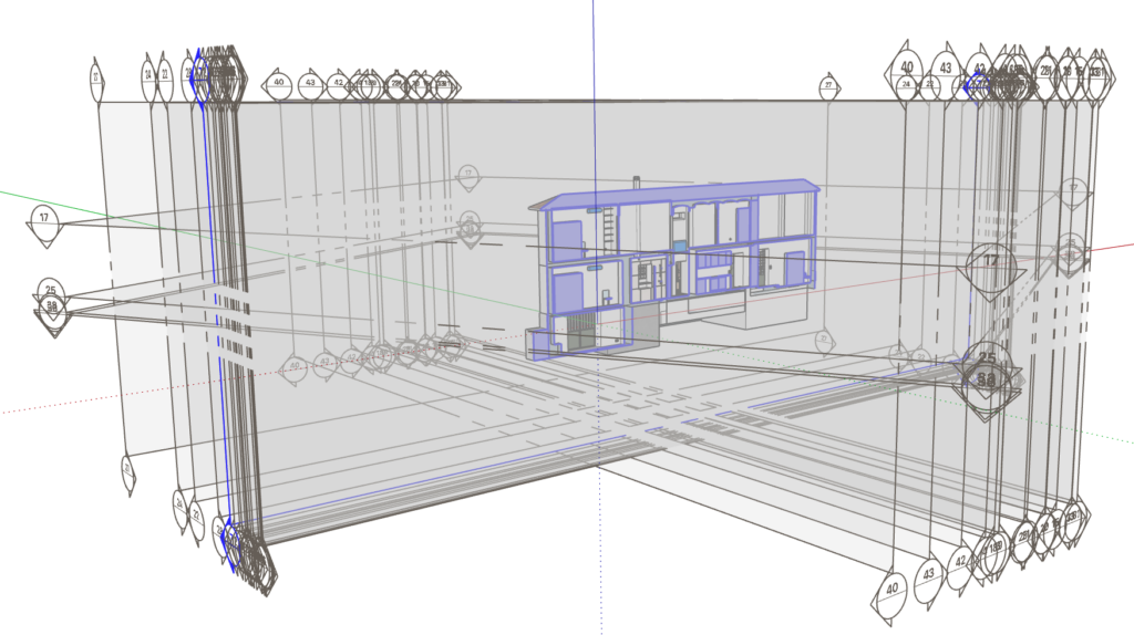 Cluster van doorsnedes in SketchUp