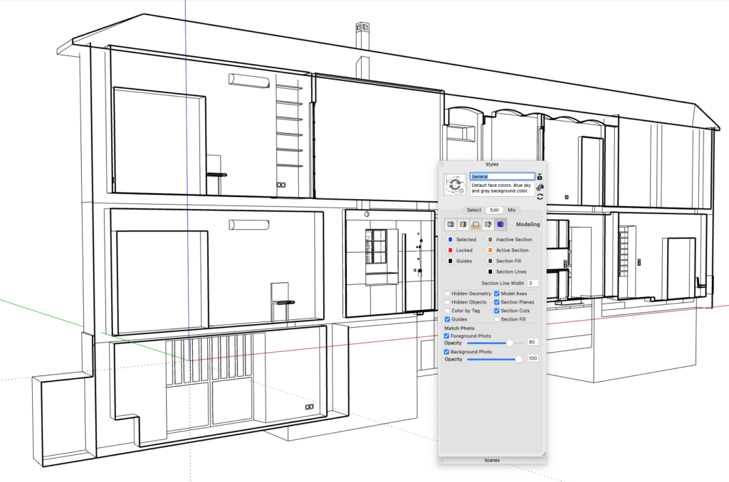 Stijlen instellen in SketchUp