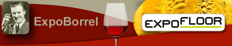 Een retro digitale banner voor de ExpoBorrel en ExpoFloor, met een proostende man en een glas rode wijn. Onderdeel van het 20-jarig jubileum archief van Design8.
