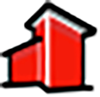 Een gestileerd, rood huis-icoontje met een dikke zwarte schetslijn, gebruikt binnen de interface van de ConDoc Tools SketchUp extensie.