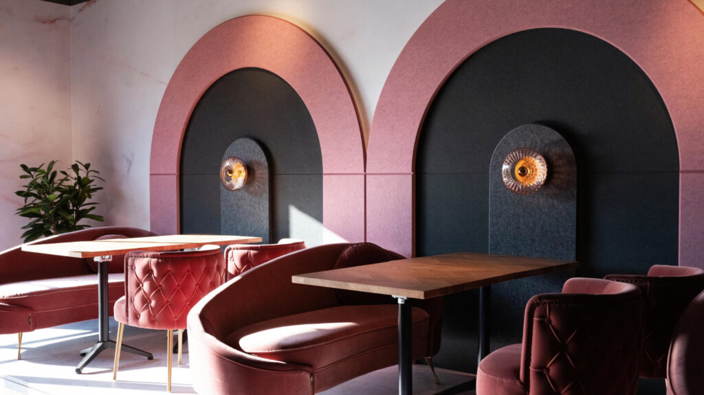 Acoustic panels on the wall in a catering establishment