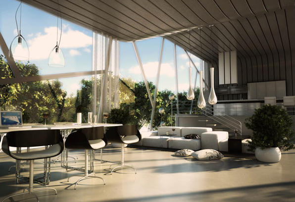 Rendering van een interieur