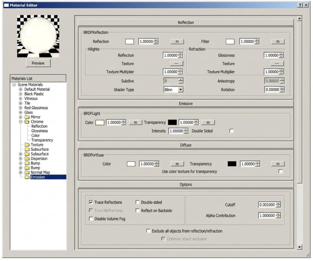 Screenshot van de V-Ray interface