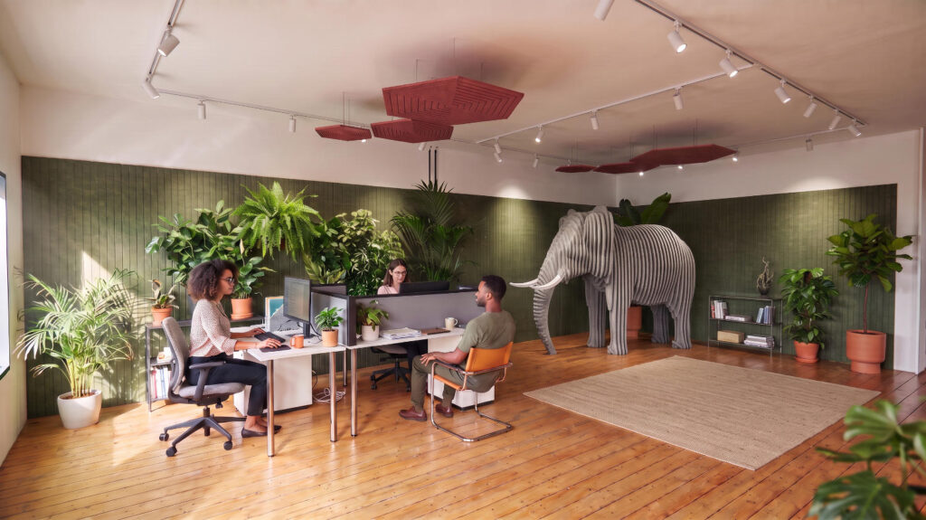 Rendering of an office with EASYfelt products
